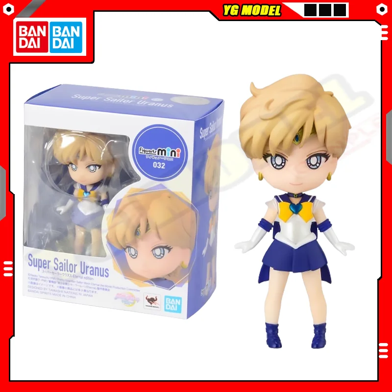 BANDAI Sailor MoonS Action Figures Tenoh Haruka Q-version Active Joint Figures Figuarts Mini Standing Doll Toys Original