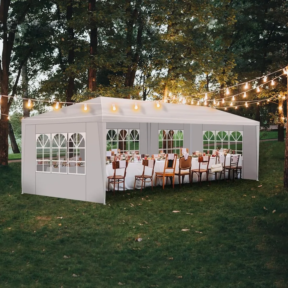 Portable Outdoor Party Tent with Removable Walls and Clear Panels for Weddings and Events