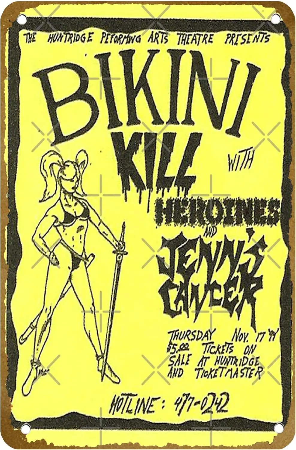 Bikini Kill - Huntridge Concert Poster Vintage Metal Tin sign Logo Family Club Bar Cafe Bedroom Art Wall Decoration Gift 8x sign