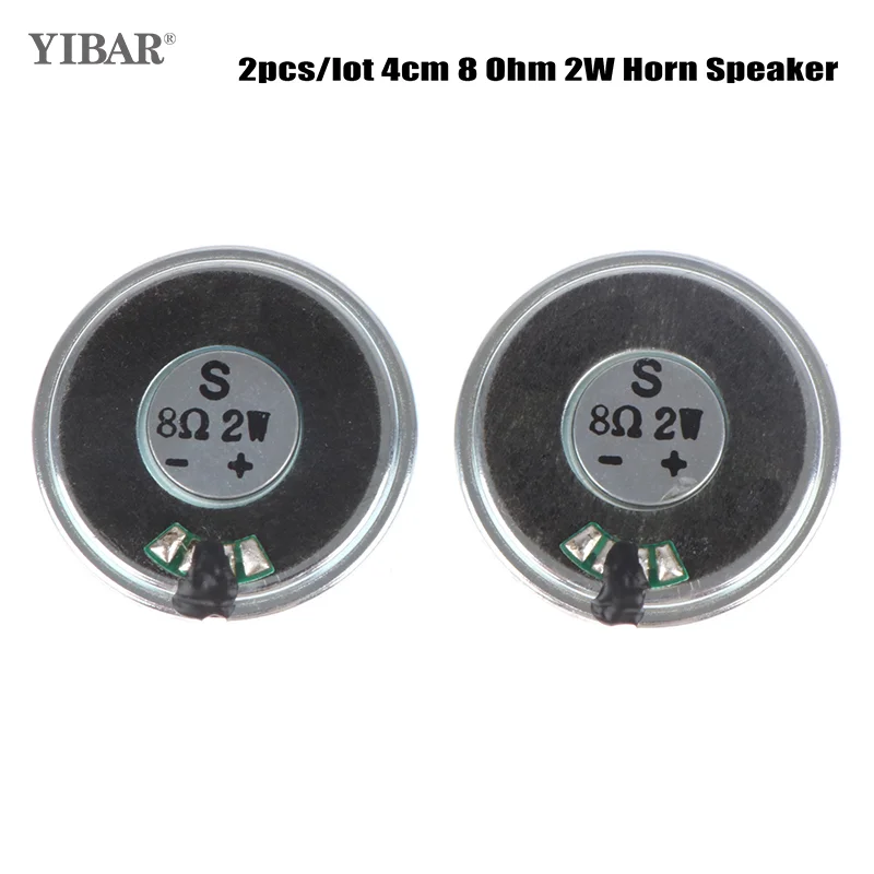 2Pcs 2W 8 Ohm Speakers Mini Iron Shell Inner Magnetic Ultra-thin Horn Speaker Diameter 40MM 4CM Electronic Loudspeakers