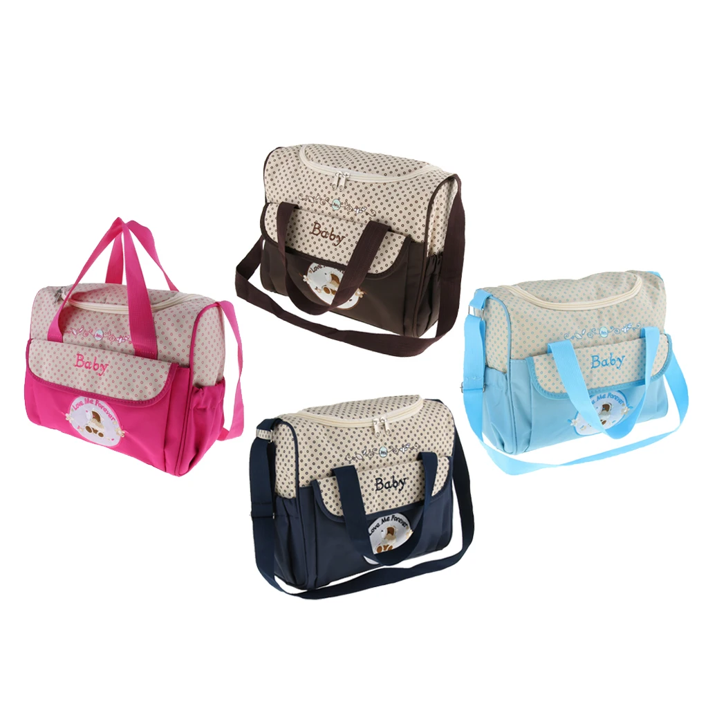 

Adjustable Mummy Shoulder Bag Baby Diaper Tote with Changing Pad and Bottle Holder for Maternity Organizer Set