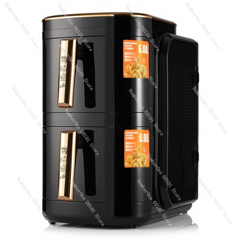 Double Basket Air Fryer Oil-Free 6L+6L Large Capacity Smart Digital Touch Screen Dual Zone Family Size Healthy Cooking Kitchen