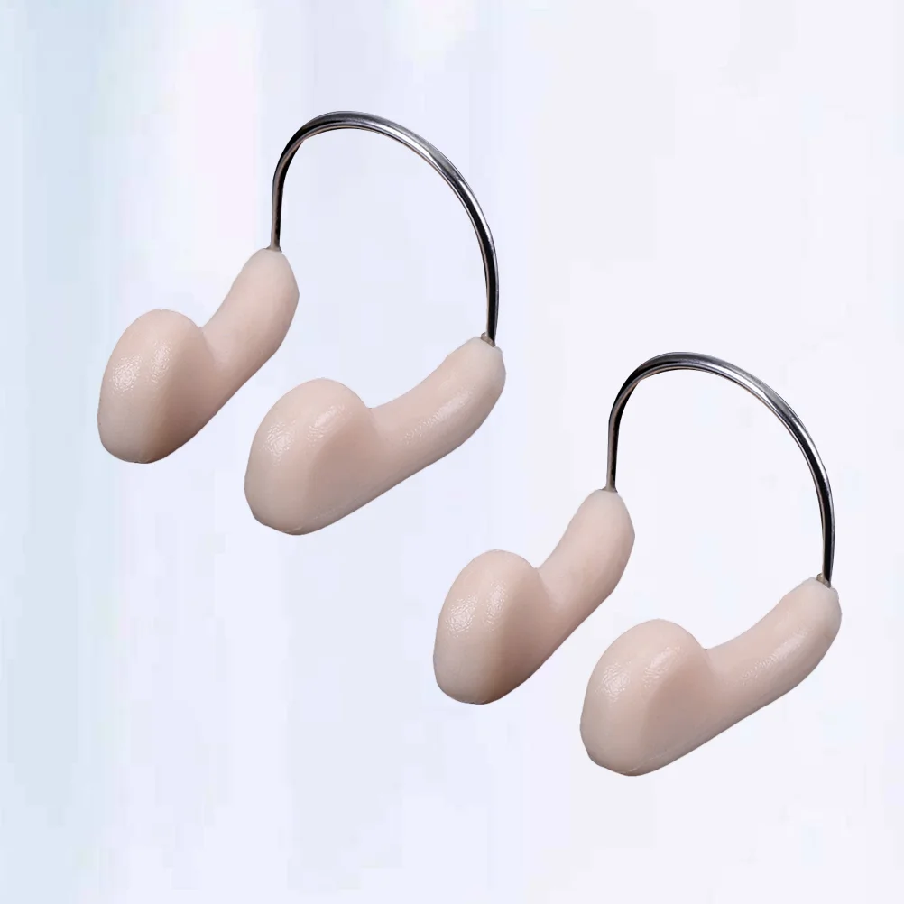2Pcs Swimming Nose Clip Anti-choking Professional Swimming Nose Clip Underwater Nose Protection (Fleshcolor)