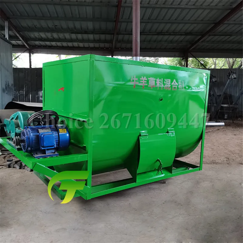 Automatic Horizontal Animal Feed Mixer Blender Poultry Wet Dry Forage Grass Hay Feed Mixing Machine