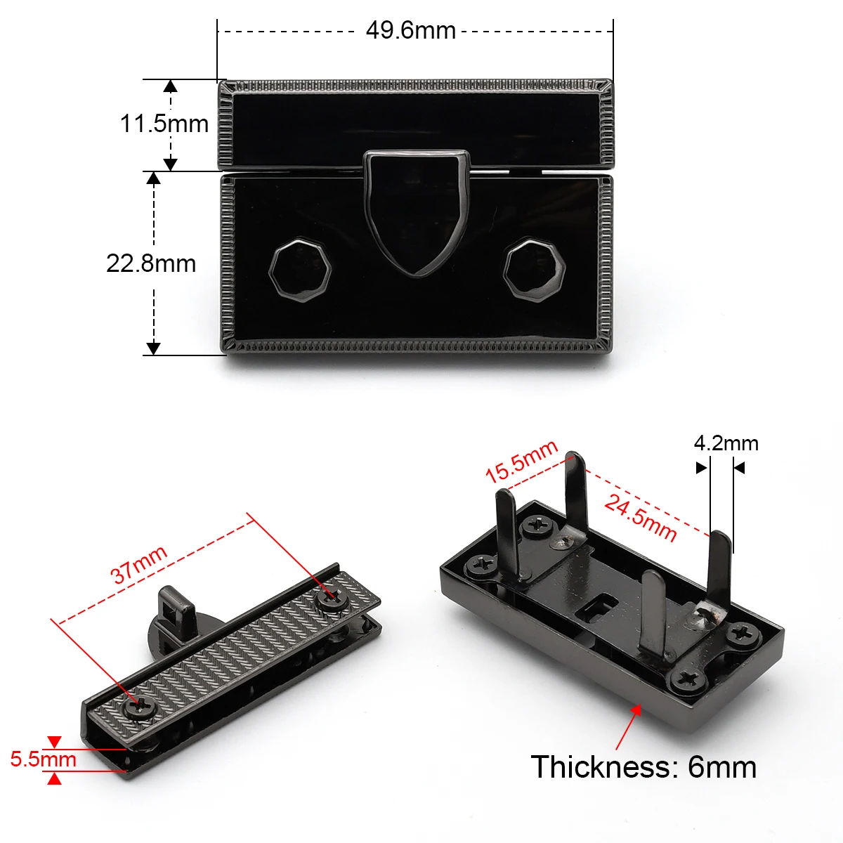 Bag Lock Squeeze Lock Turn Press Closure Clasp Buckle for Leathercraft Women Bag Parts Accessories