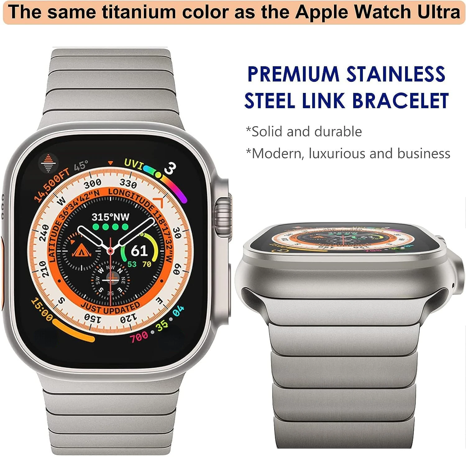 Luxury Stainless Steel Band For Apple Watch Ultra 2 1 49mm Series 9 45mm 44mm 42mm Bracelet For iWatch 8 7 6 5 4 Men Metal Strap