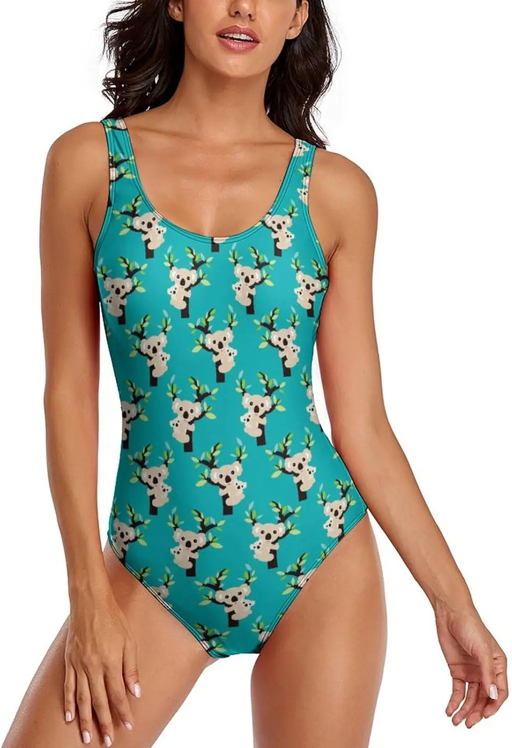 

Luxy Trio Koala Bear Eucalyptus Tree Women's One Piece Swimsuits Athletic Training Swimwear Bathing Suits