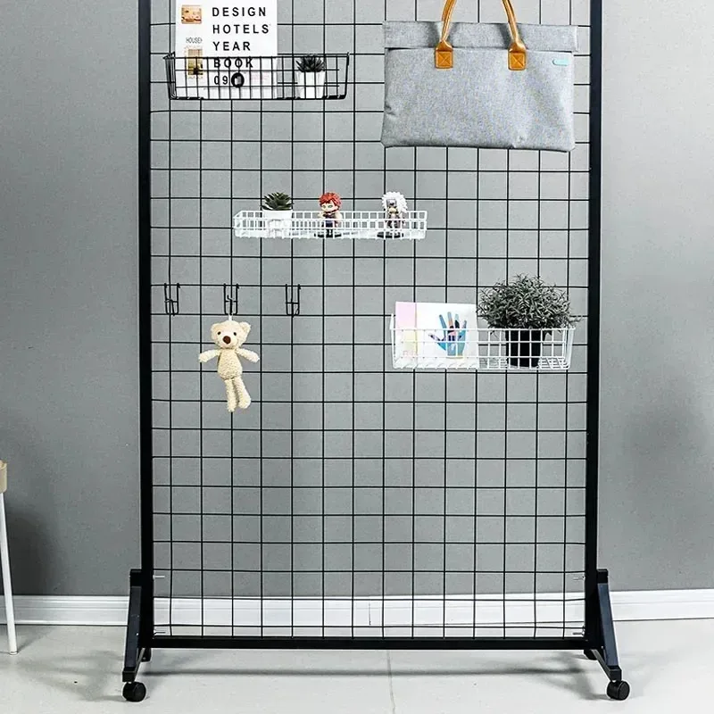 1PCS 60x100cm Easy Install Metal Grill Pegboard Rack Panel Shelf Organizer Goods Shelves with Floor Stands
