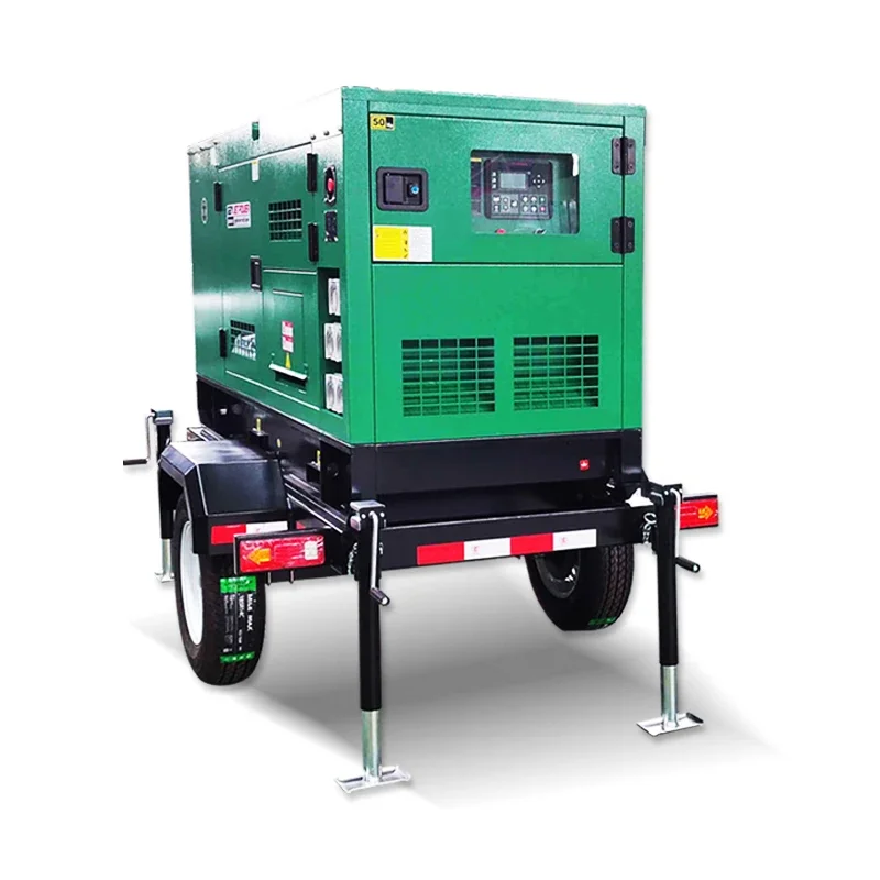 Water cooled mobile 30kva 40kva 50kva trailer type generator super silent diesel generator with wheels