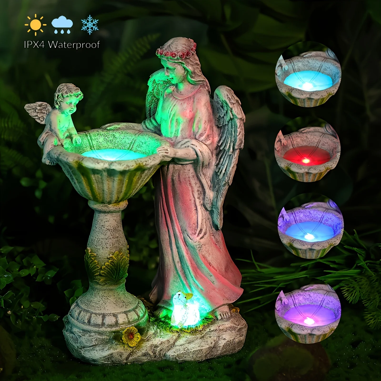 A Solar Garden Sculpture Outdoor Decoration, Angel Garden Sculpture, Made Of Resin Material, Very Courtyard Art, And Also