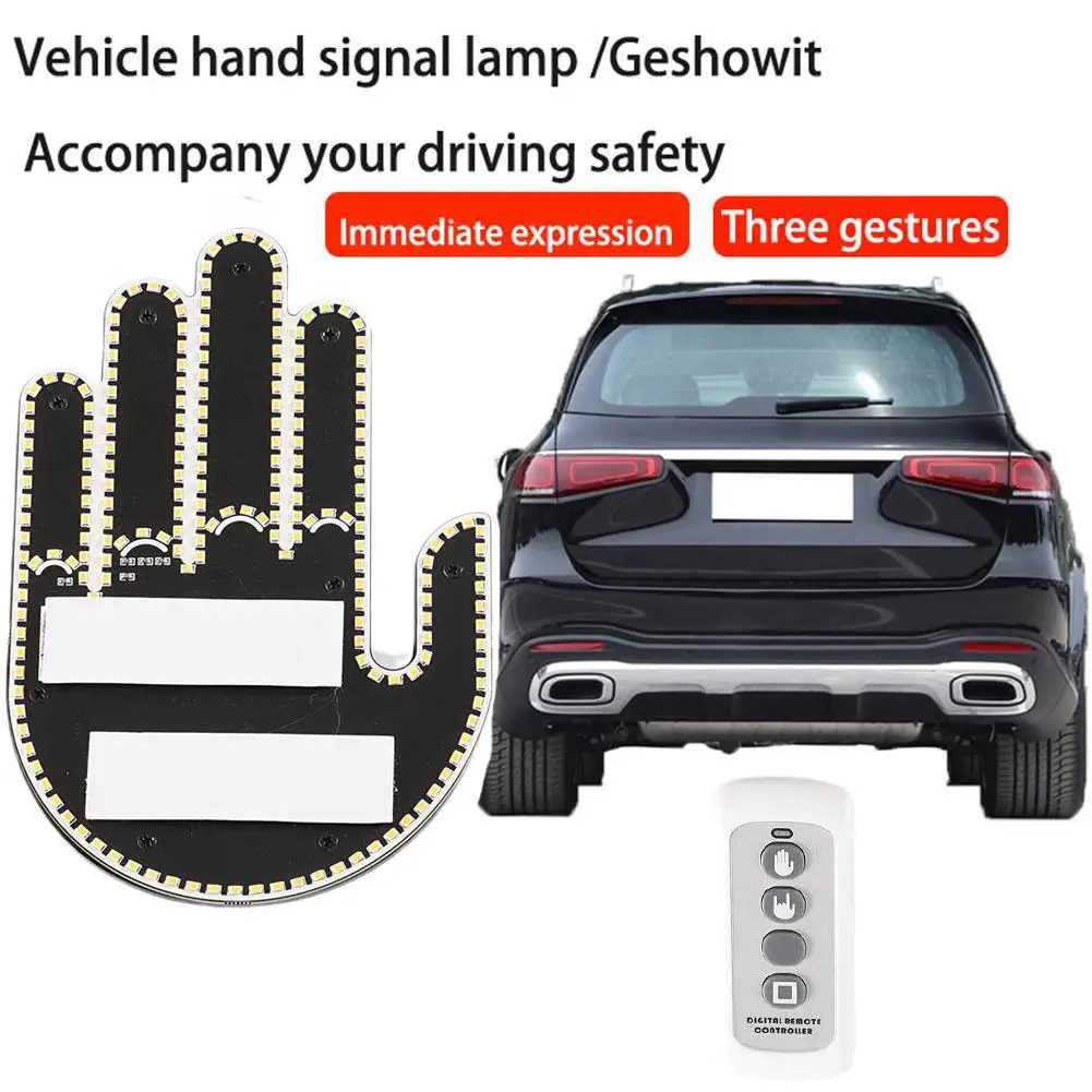 

Gesture Led Funny Car Finger Light With Remote Gesture Light Sign Middle Led Car Back Car Window Automotive Accessories Fin Q6y9