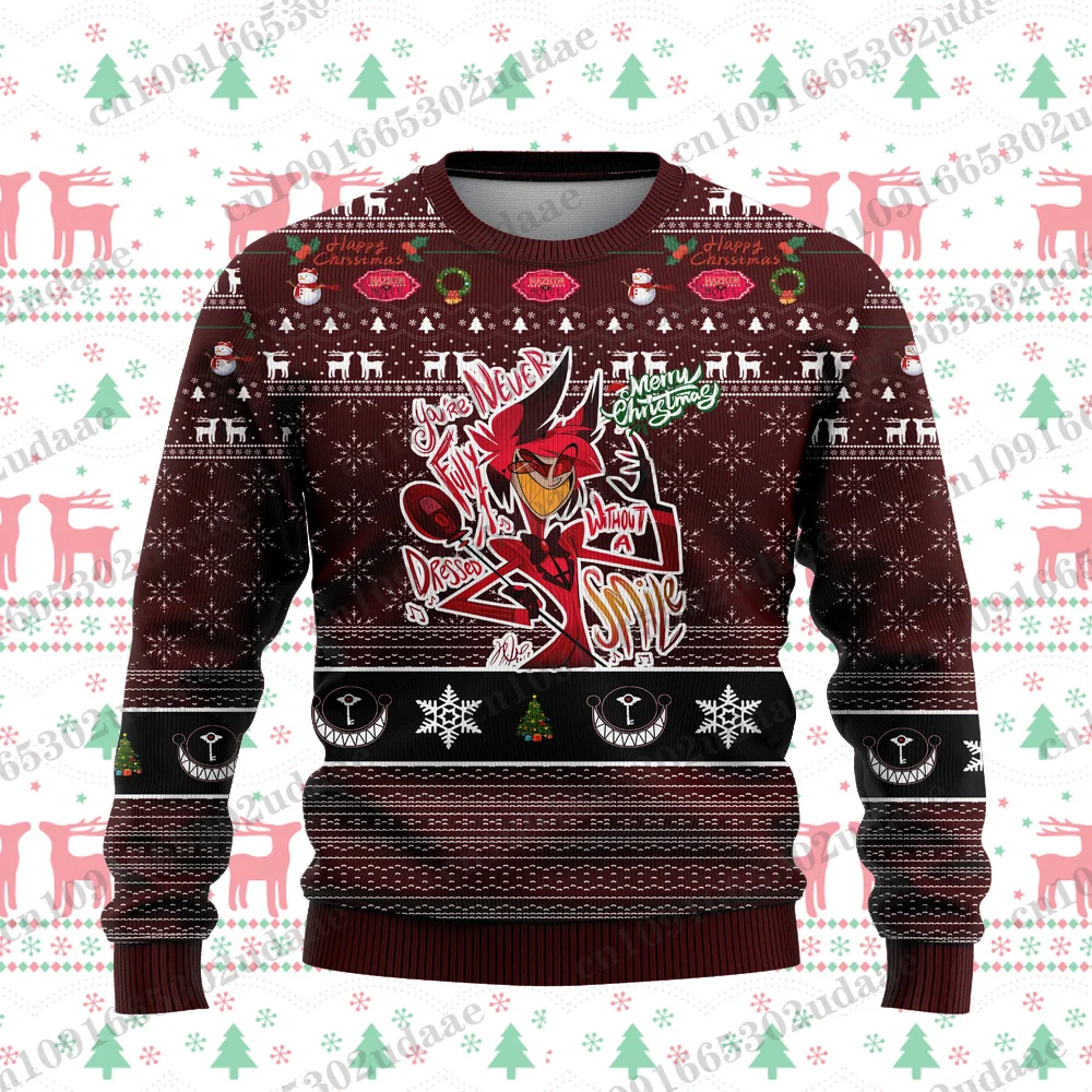 هازبين فندق كارتون أنيمي Harajuku الرجال والنساء عيد ميلاد سعيد مهرجان هدية الرجال والنساء أزياء زوجين هوديس