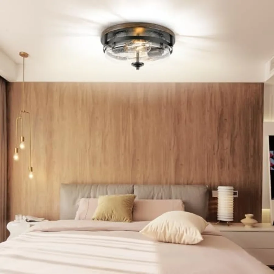 Flush Mount Ceiling Lights, 2-Light Farmhouse Close to Ceiling Light, Industrial Ceiling Lighting Fixture for Kitchen Hallway B