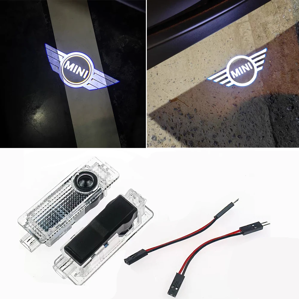 Projecteur de porte de voiture à lumière LED, 2 pièces, lumière de bienvenue pour bmw Mini Cooper Works R55 R56 R50 R53 R60 R61 F54 F55 F56, accessoires