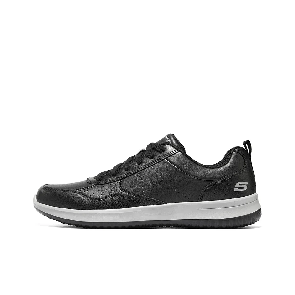Skechers Delson 1.0 Leather Low top Skateboard Shoes Men's Black White 210835-BKW