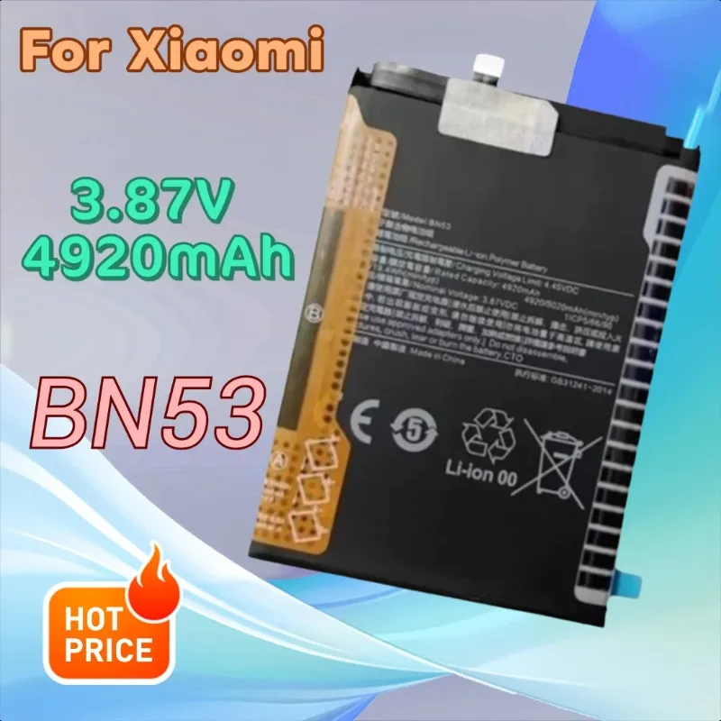 

3.87V 4920mAh BN53 BN52 BN54 BN55 Mobile Phone Battery for Xiaomi Redmi Note 9 9s 9pro