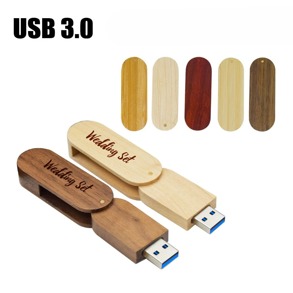 

USB 3.0 LOGO Customized rotatable Wooden USB Flash Drive Pendrive Memory Stick pen drive 4GB 16GB 32GB 64GB External Stor