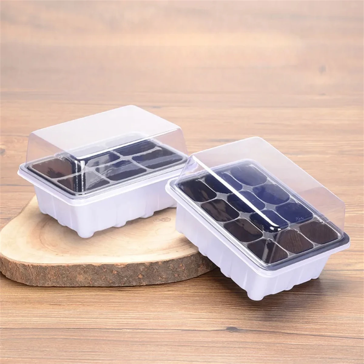 6cells 12cells Seedling Trays Germination Box with Transparent Cover Garden Greenhouse Plant Flower Vegetable Nursery Pots 10Pcs