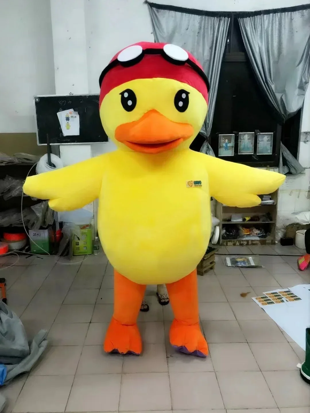 نفخ بطة صفراء التميمة لطيف شخصية الكبار لطيف جديد بطة زي التميمة ملابس تنكرية للهالوين زي بدون بطارية