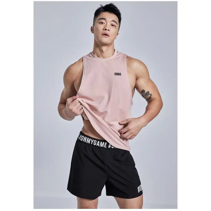 OMG Sports Vest Pure Cotton High Elastic Sleeveless Fitness Clothes Men's Summer Running Training