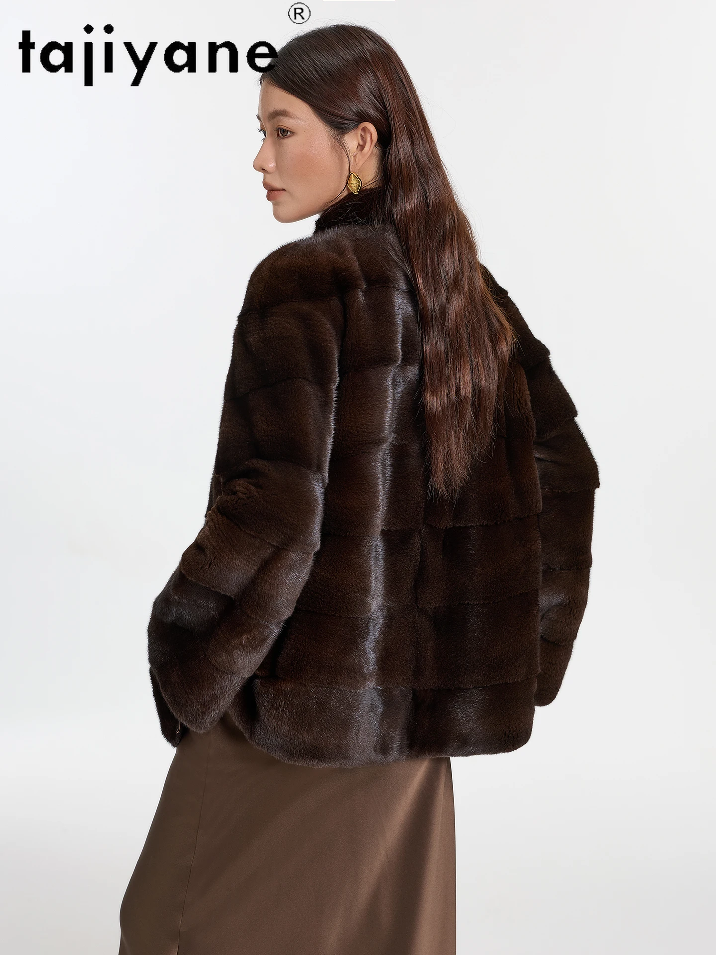 TAJIYANE 100% Natural Mink Fur Coat Woman Stylish Real Fur Jacket High Quality Female Outerwears 2025 Winter Women Clothes шуба