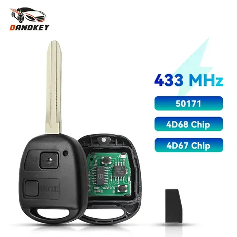 Dandkey 50171 per Toyota Prado 120 RAV4 Kluger Previa FJ Cruiser Land Cruiser 100 chiave a distanza 433MHz 4 d67/4 d68 Chip Fob