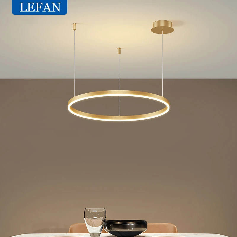 Modern Led Chandelier Brushed Rings Home Lighting Ceiling Mounted For Living Room Bedroom Hanging Lamp Gold&Coffee Color Lights