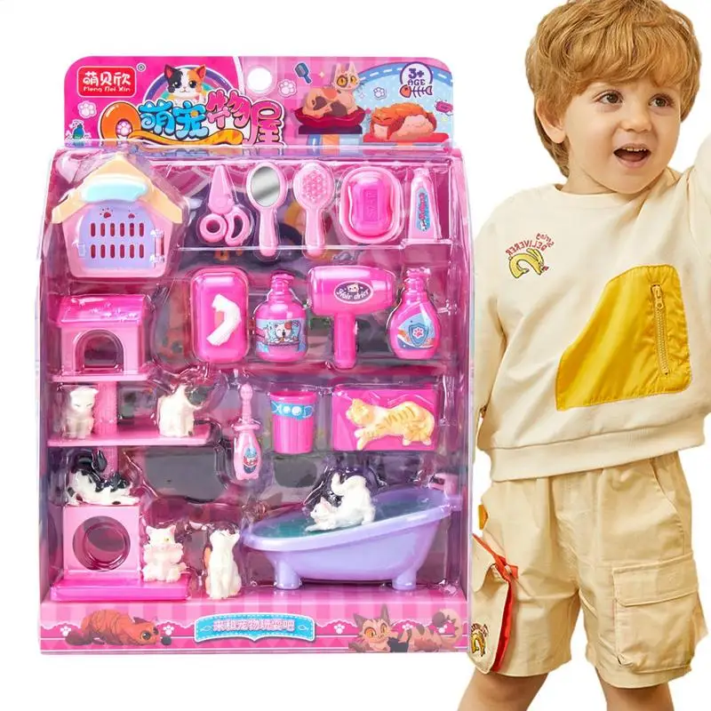 Casa per animali domestici Giocattoli per bambini Bambino Finta Playset per bambini Ruolo Giochi di finzione Set Apprendimento interattivo per ragazzini Bambino piccolo