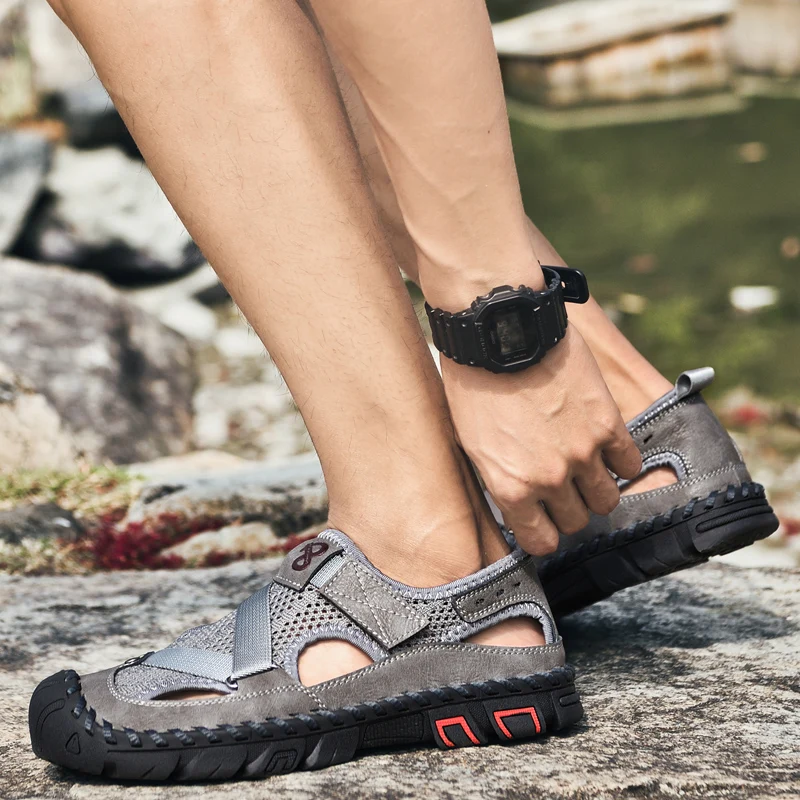 

Men's Casual Canvas Sandals Summer Comfortable breathable Beach Sandals for Men Lightweight Non-Slip Outdoor Shoes