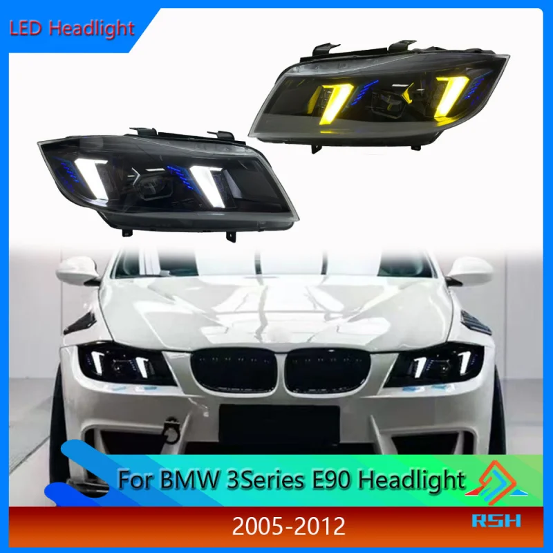 

Headlight For 3 Series BMW E90 Front Lamp 2005-2012 Car Fangs Modified Headlight Assembly Yellow And White Daytime Running Light