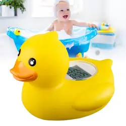 Baby Bath Water Thermometer Cartoon Duck Shape Digital Room Infant LED Bathtub Alarm Timer Function Color Coded LCD Screen