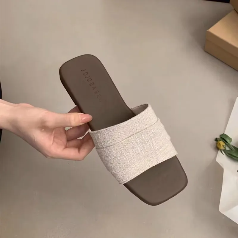 Summer Fashion Slippers for Women Flip Flops Flats New Pleated Korean Slippers Women Sandals Green Slip on Shoes