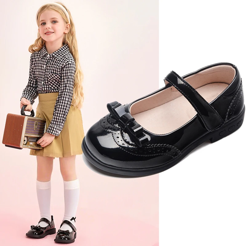 Elegant princess leather shoes, for all seasons, fashionable comfortable, durable easy to clean,non-slip,for campus, daily,party