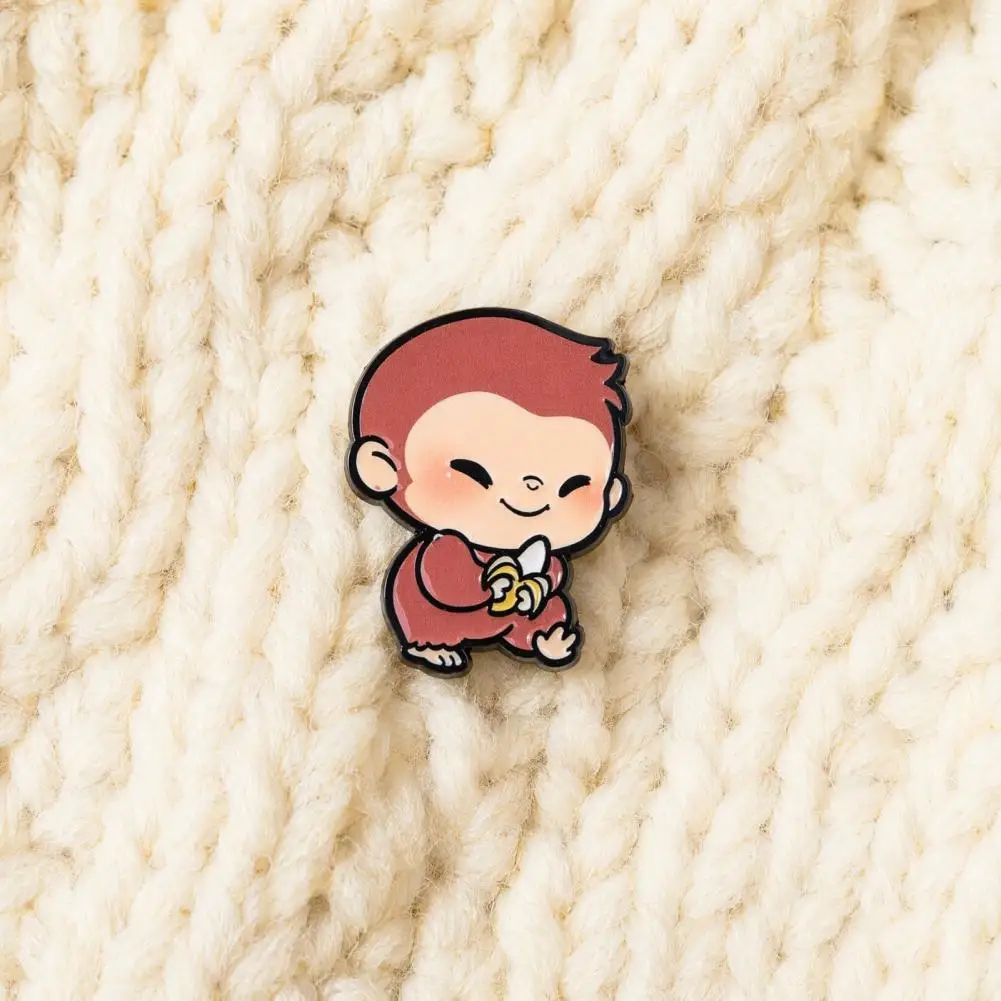 Lapel Pin Enamel Monkey Brooch Pin Bright Color Lapel Badge Lightweight Accessory for Clothes Bags Hats Scarves with Safety Pin