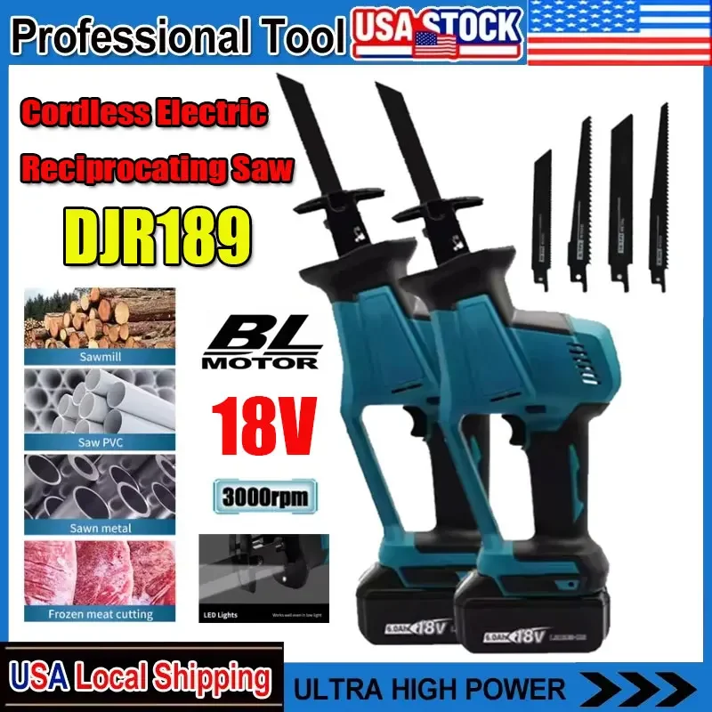 

Fit Makita DJR189 18V Cordless Electric Reciprocating Saw Brushless Rechargeable Wood Metal Cutting Saw Portable Saw Power Tool