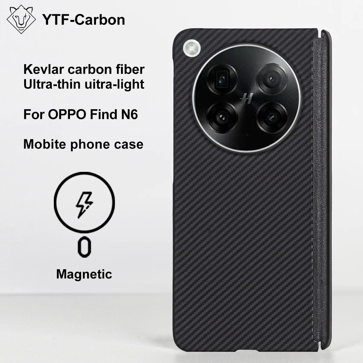 YTF Carbon For Magsafe – coque en tissu carbone et fibre d'aramide pour Oppo Find N6, coque fine à chargement magnétique sans fil