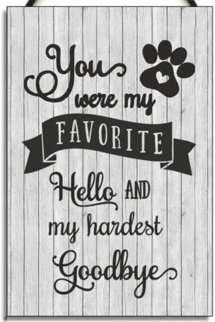 Funny Metal Tin Sign You Were My Favorite Hello and Hardest Goodbye Remembrance Cat Vintage Poster Wall Farm Yard Club Bar Decor
