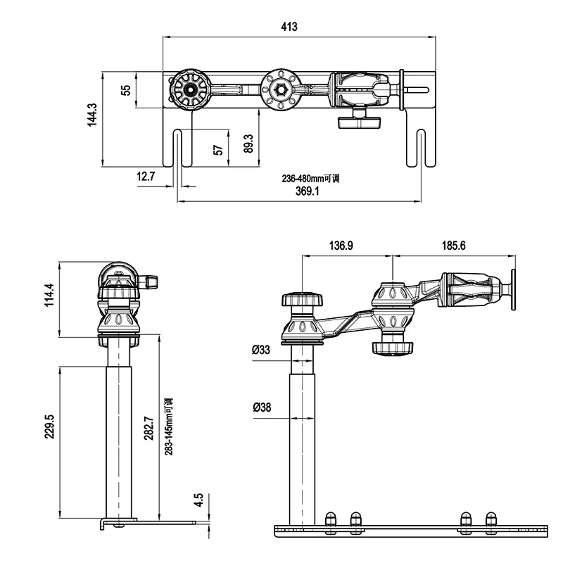 Vehicle co-pilot, slide rail non-destructive installation, telescopic column cross arm bracket