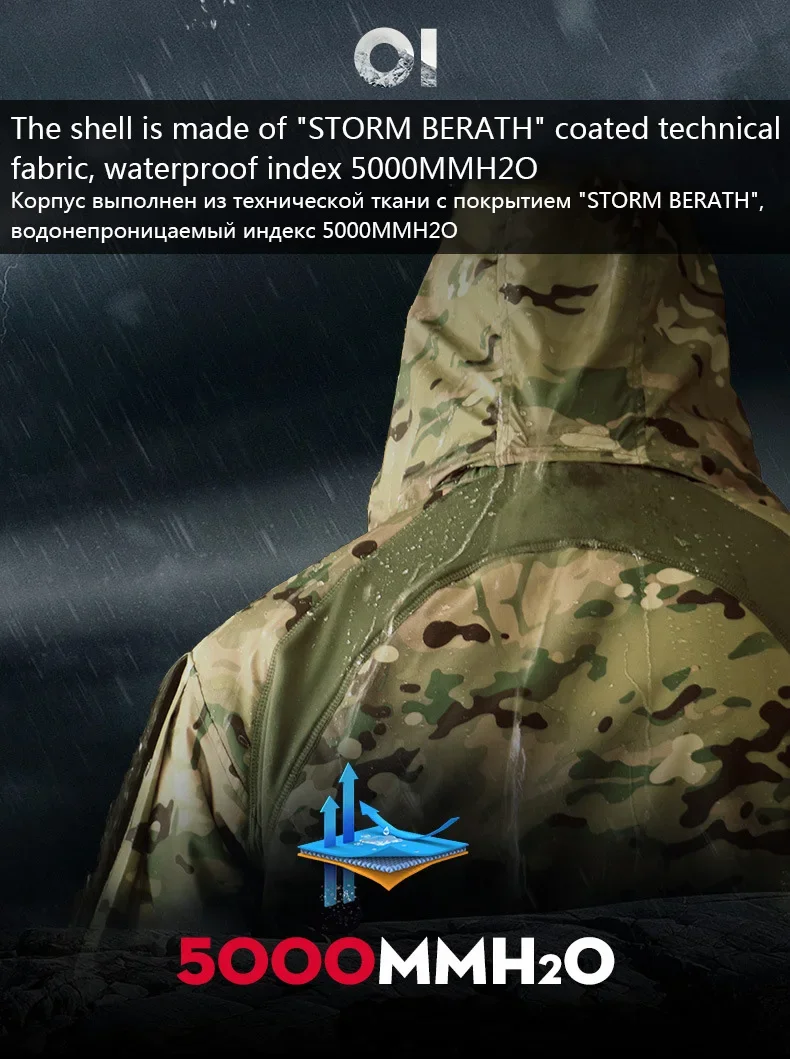 Outdoor Windbreaker Men Tactical Jackets Men Warm Bomber Jacket Camo Hooded Hunting Coats Ultralight Cycling Jackets Elasticity