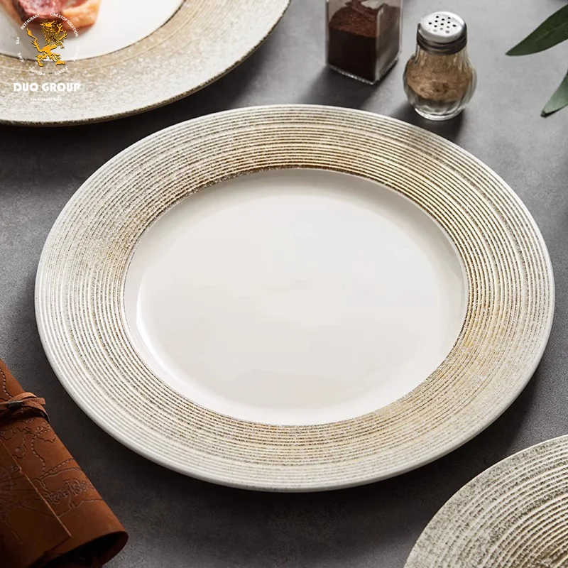 Threaded plate Commercial restaurant Steak Creative western food Pasta  Ceramic dessert plate Sushi plate