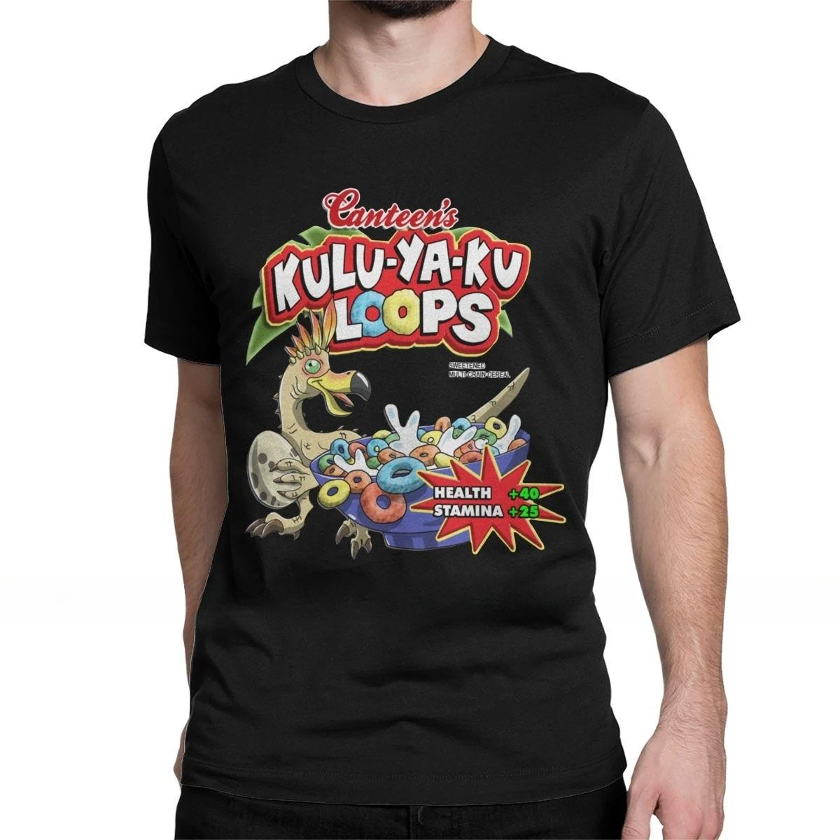 Kulu-Ya-Ku Loops Cereal Creative Cotton Men Tee Shirt Monster Hunter World MHW Game T Shirts Round Neck Clothes 5XL 6XL T-Shirt