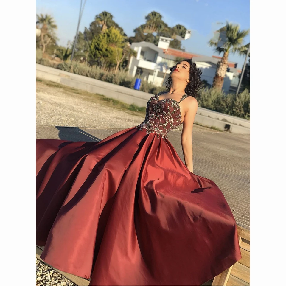 Charming Burgundy Sweetheart Appliques Evening Dress 2025 A-Line Floor Length Stain Shawl Chiffon Zipper Custom Made Prom Dress