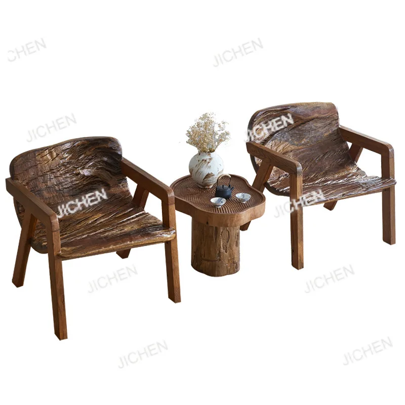 

Wabi Sand Wind Fragrant Camphor Wood Balcony Leisure Chair Chinese Ancient Style B & B Hotel One Table Two Chairs Ancient Pu Wea