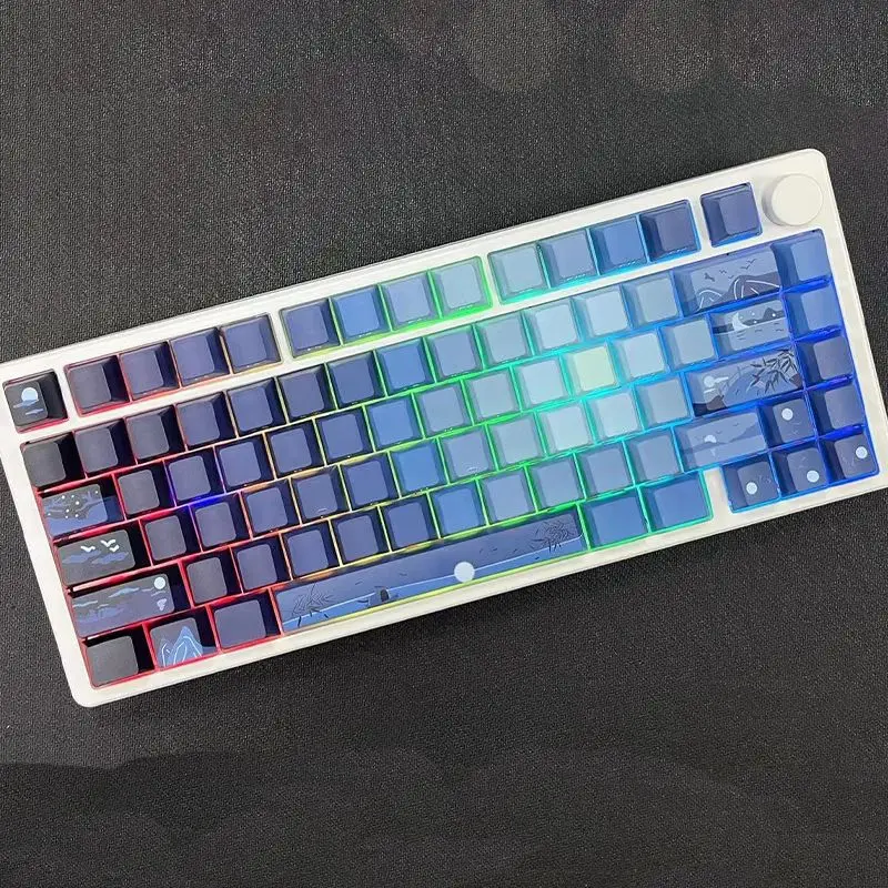 Bright moon thousand miles keycap PBT five-sided hot sublimation blue side engraved keycap light transmission original factory h