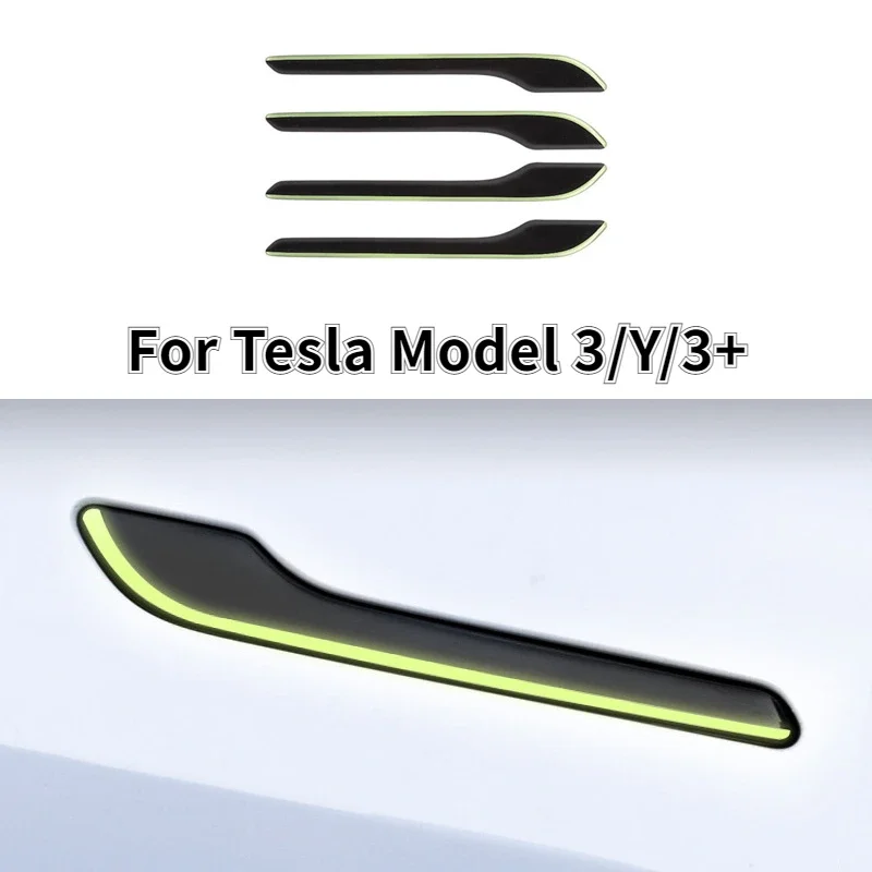 

4PCS Luminous Door Handle Sticker for Tesla Model 3/Y/3+ Model Y Juniper 2025 Night Glow Door Handle Cover Stickers Accessories
