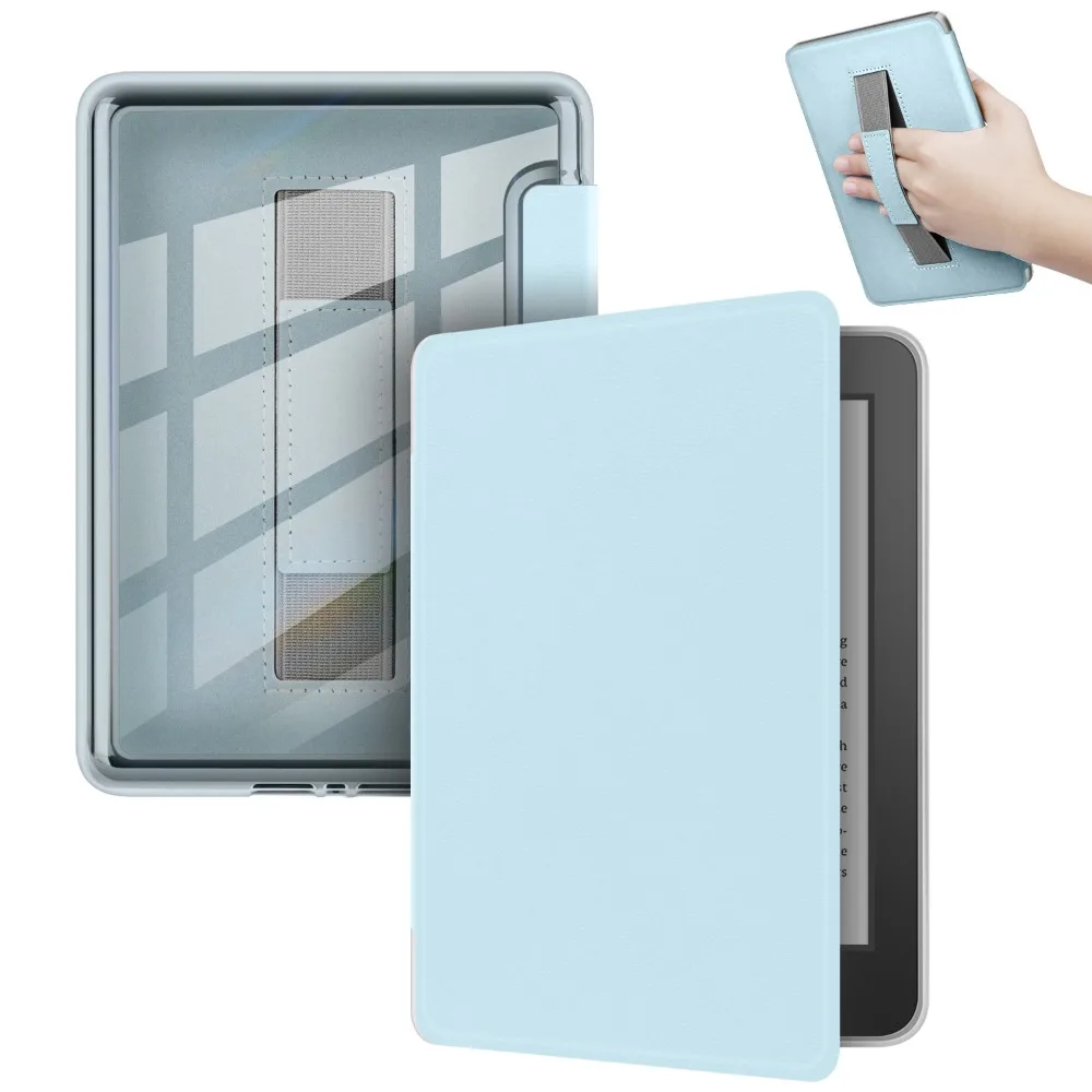 Caso de suporte de mão auto wake/sleep acrílico volta escudo protetor claro para kindle paperwhite 12th gen/colorsoft 2024 7 polegada