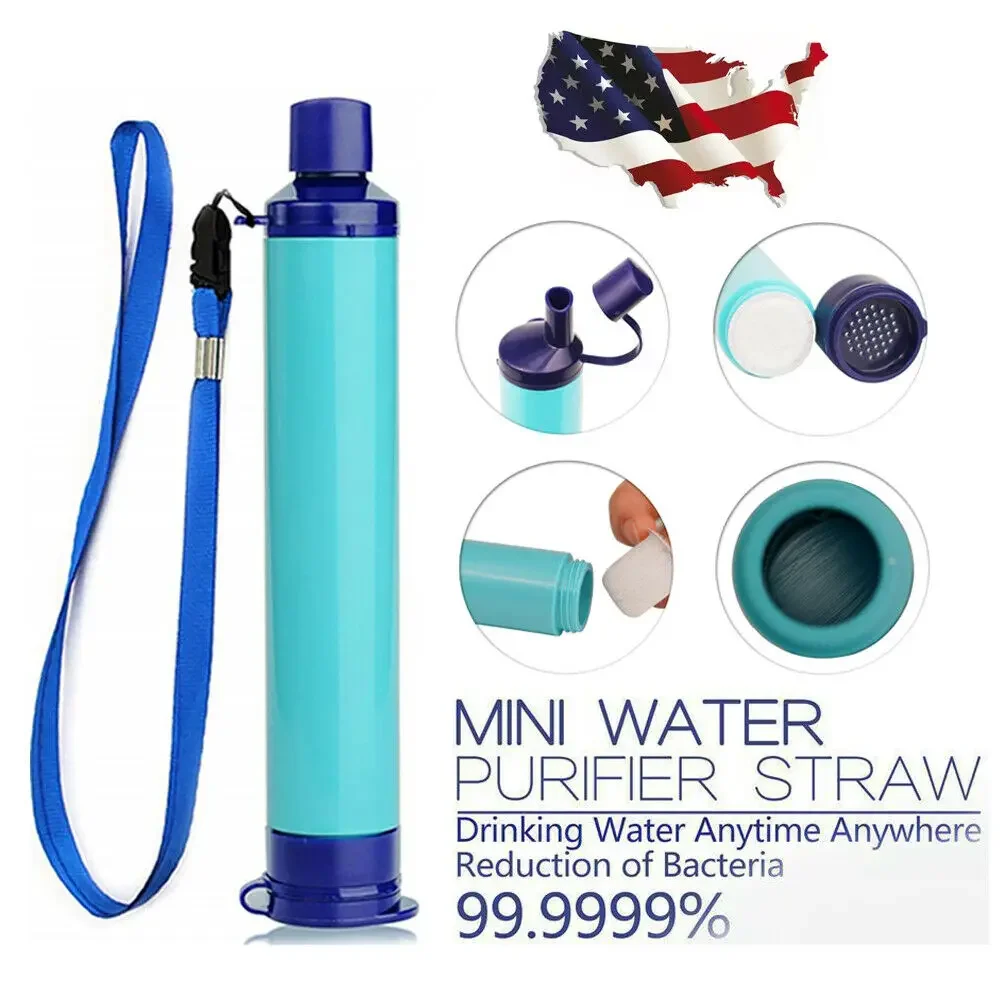 Portable Water Filter Straw Survival Filtration Gear Lightweight For Emergency Preparedness Outdoor Camping Hiking Backpacking