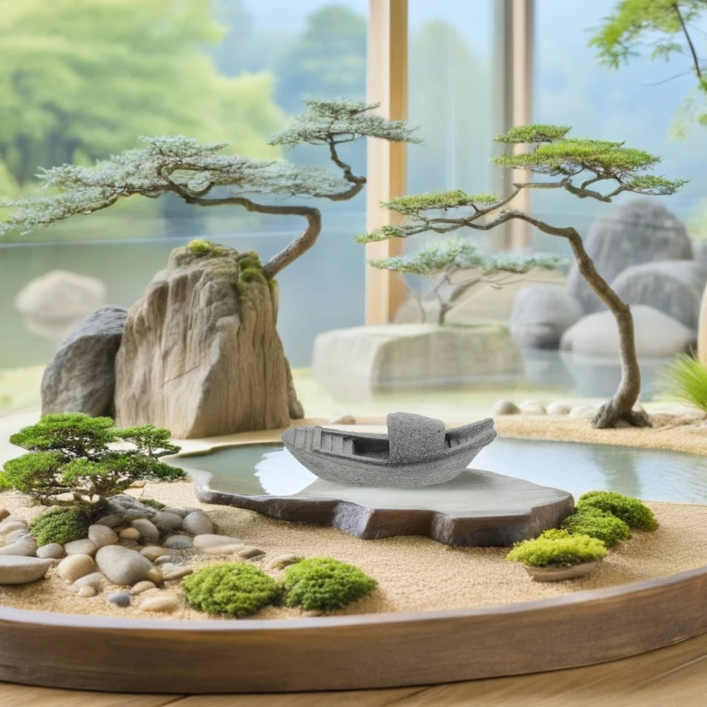 

Micro L Miniature Garden Boat Figurines Decor Realistic Details Versatile Use Home Office Fish Tank Statue Accessories