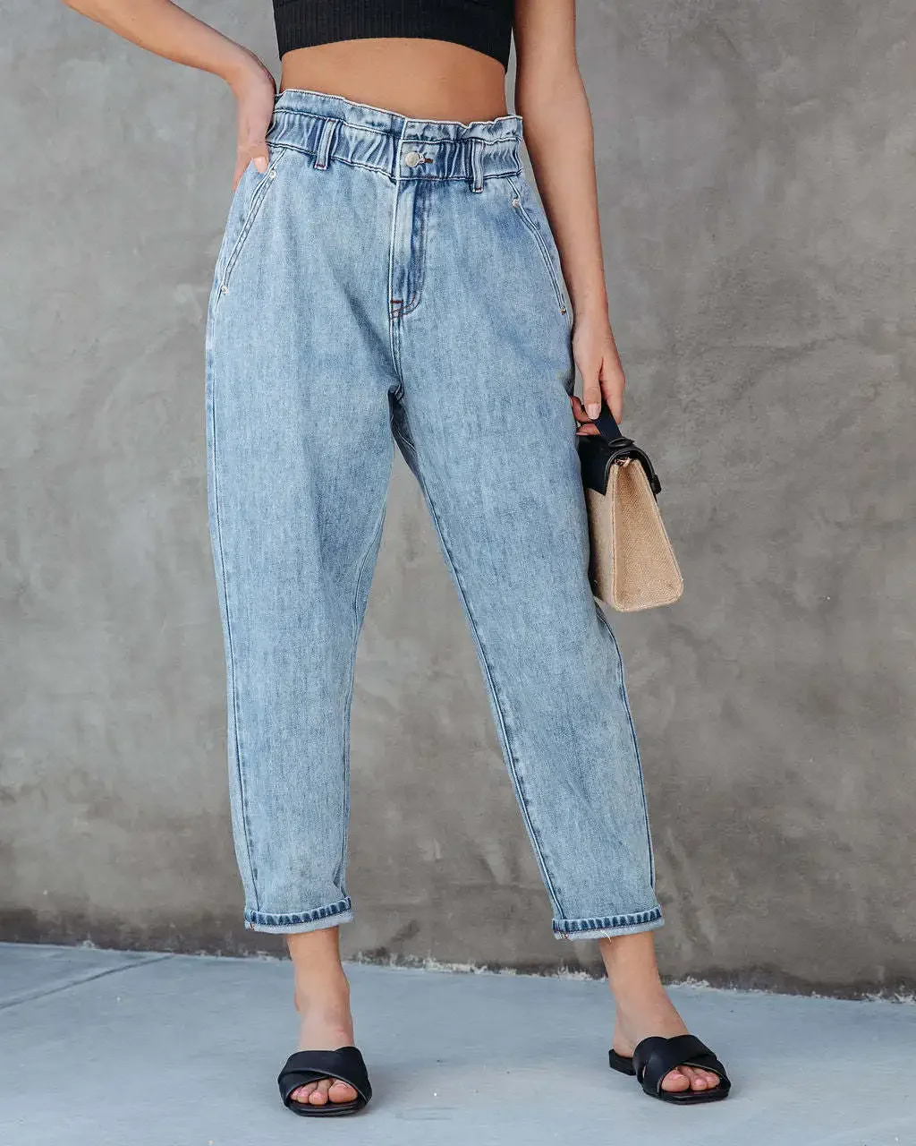 Loose High-waisted Skinny Jeans, Women's Spring and Autumn New Make Old Water Washing Straight Leg Casual Jeans Long Pants Y2k