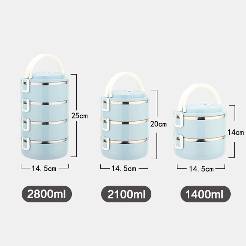 304 Stainless Steel Insulated Lunch Container Multi-Layer Portable Bento Box with Secure Lock Clasps Thermal Food Lunch Bucket - view 2